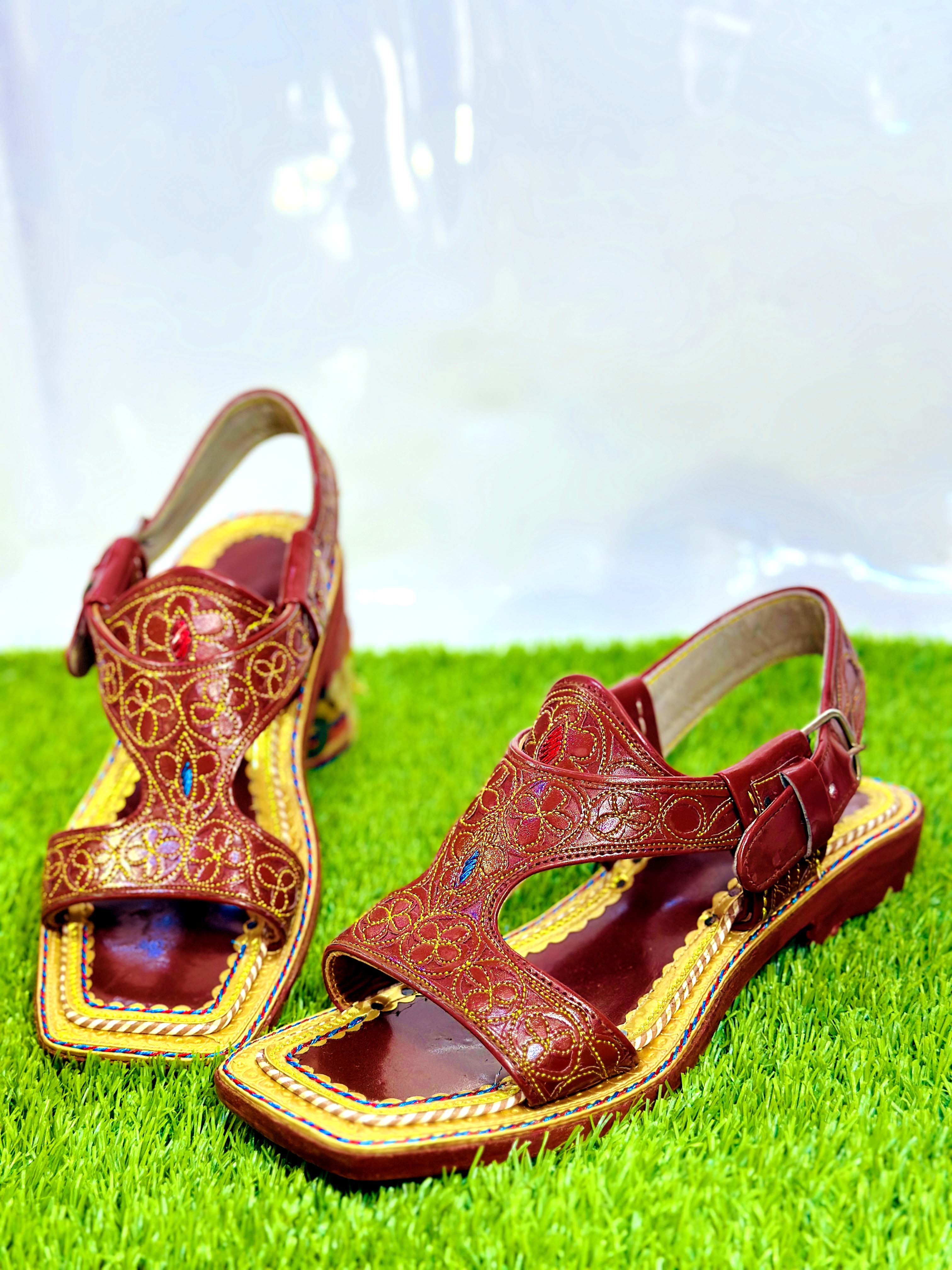 Premium Handmade Zari Cutwork Chapal – 100% Pure Leather