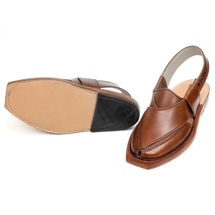 Handmade Mustard Norozi Leather Chappal With Leather Sole